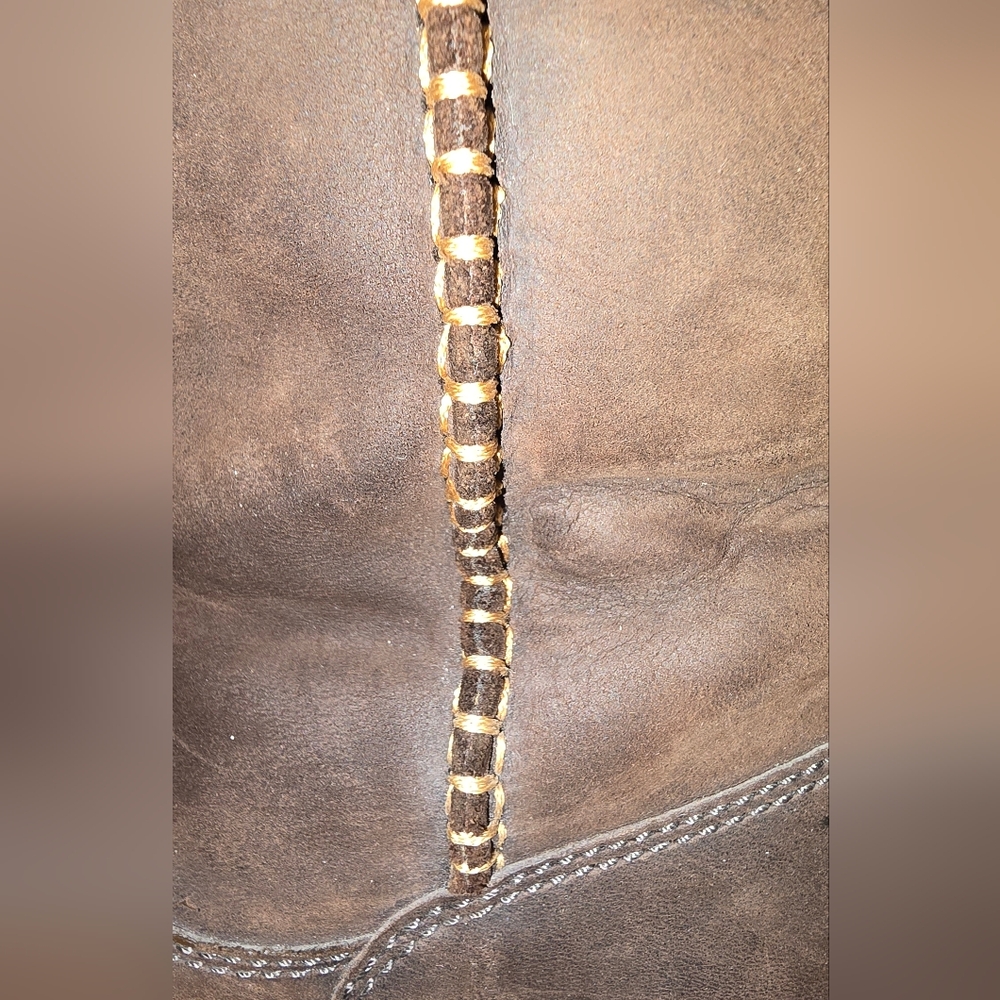 UGG Brown Heeled Boots with Purple Trim - Picture 12 of 14